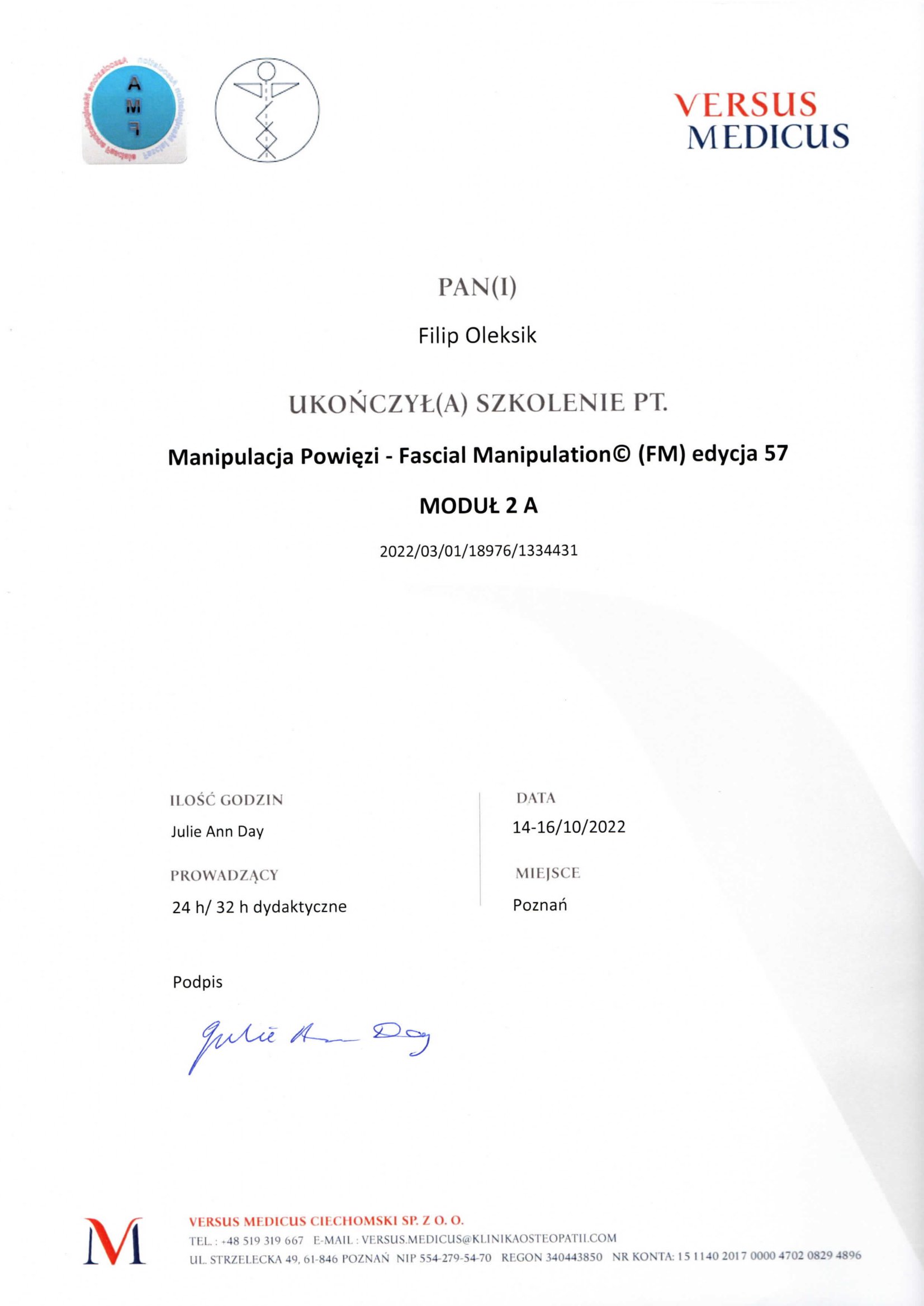 Fascial Manipulation level 1 (FM1)