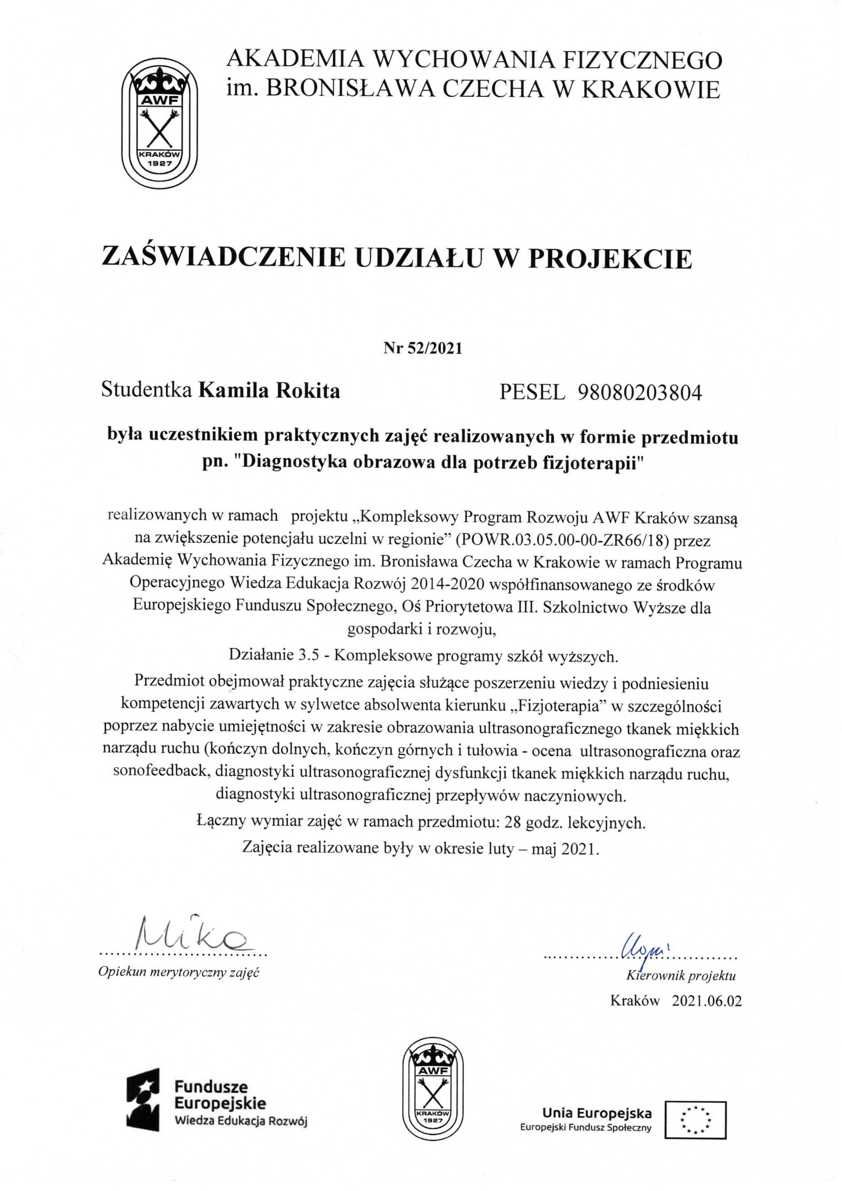 Diagnostyka obrazowa dla potrzeb fizjoterapii