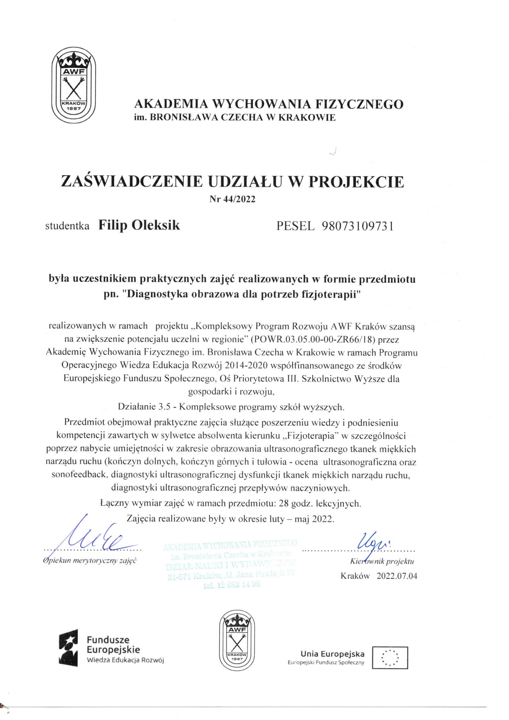 Diagnostyka obrazowa dla potrzeb fizjoterapii